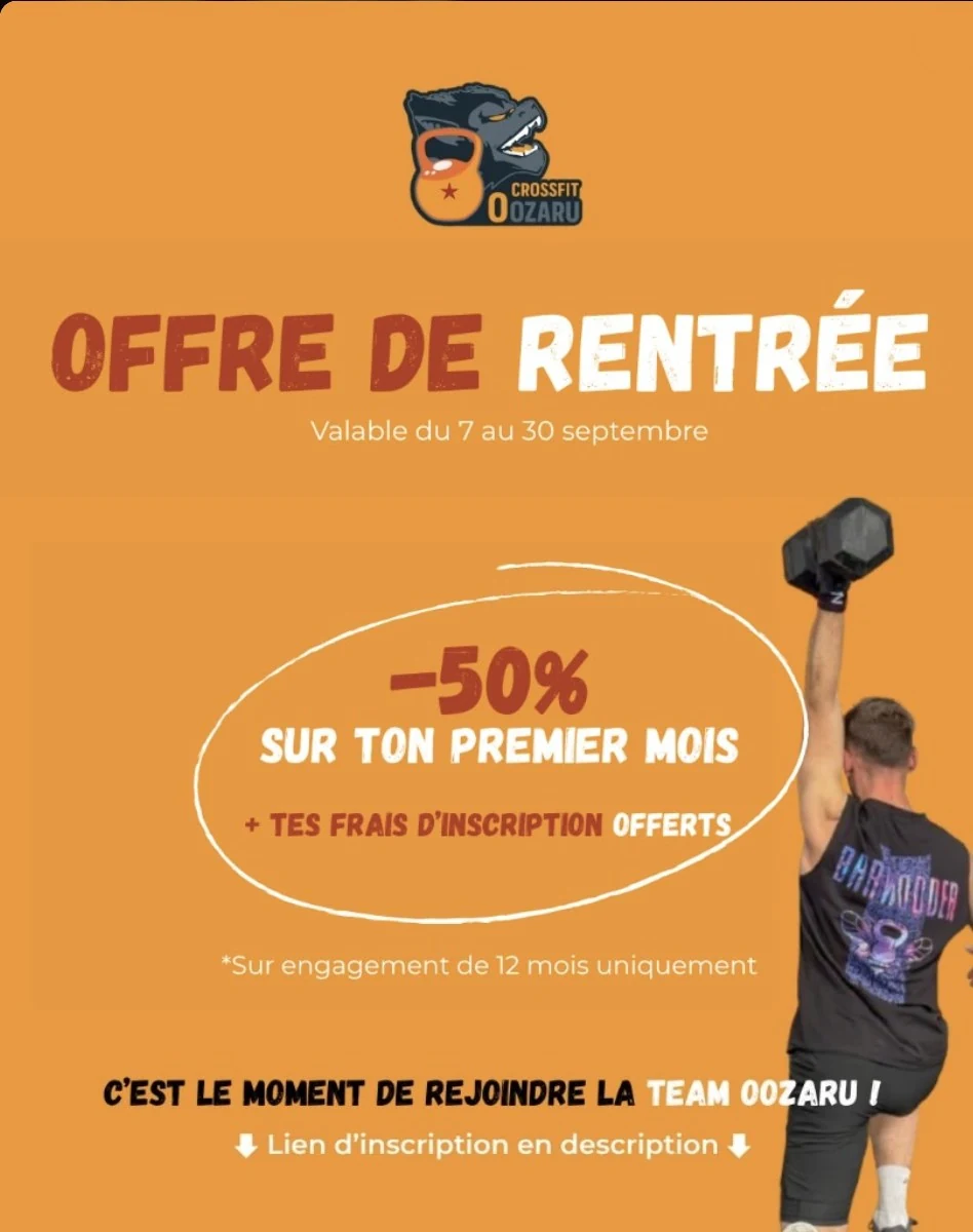 Offre de rentrée : -50 % sur ton premier mois + frais d'inscription offerts (sur engagement de 12 mois)